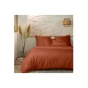 Housse de couette 240x260 cm + 2 taies 100% Percale de Coton 57 fils Terracotta