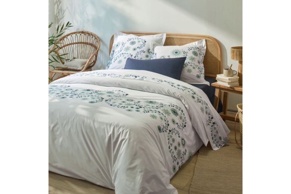 Housse de couette 240x260 cm + 2 taies 100% Percale de Coton Folk Ombre