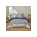 Housse de couette 220x240 cm + 2 taies d'oreiller 63x63 cm Coton 51 fils Luka Bleu