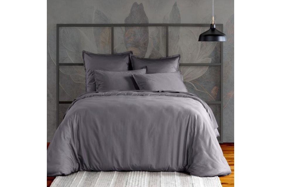 Housse de couette 220x240 cm Satin de Coton Gris