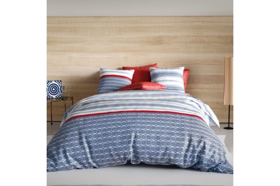 Housse de couette 240x260 cm + 2 taies d'oreiller 63x63 cm Coton 57 fils Santorini