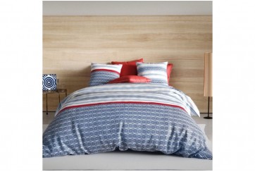 Housse de couette 220x240 cm + 2 taies d'oreiller 63x63 cm Coton 57 fils Santorini