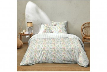 Housse de couette 220x240 cm + 2 taies d'oreiller 63x63 cm Coton 51 fils Lila Multico