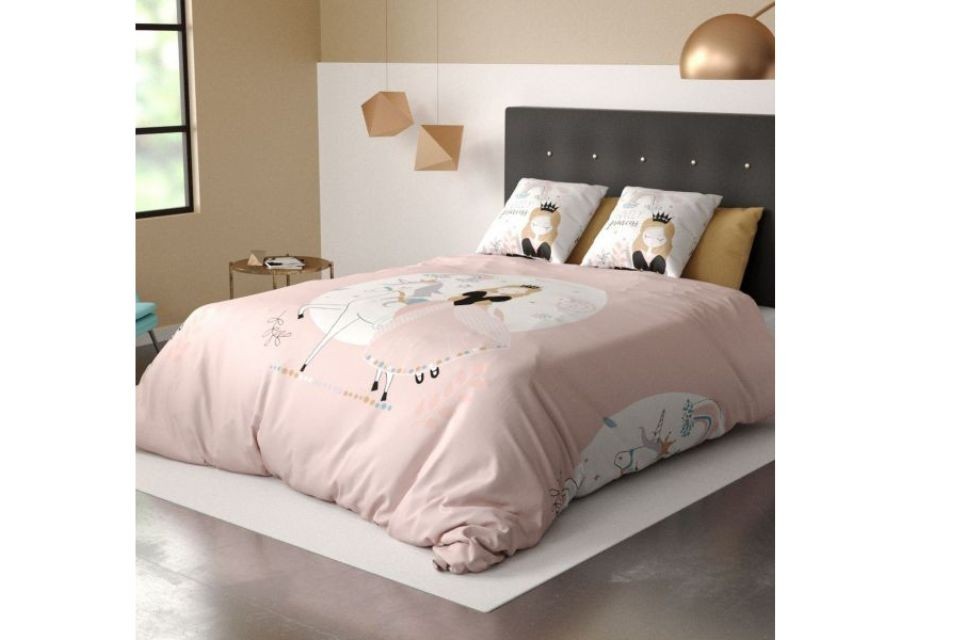 Housse de couette 140x200 + 1 taie d'oreiller 63x63 cm Coton Lovely Princess