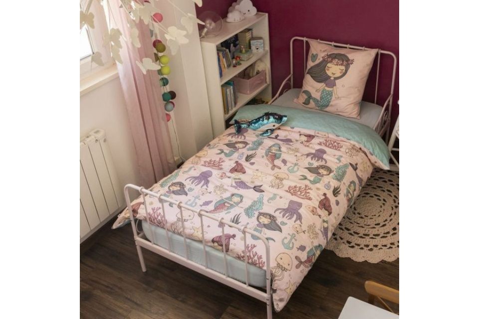 Housse de couette 140x200 + 1 taie d'oreiller 63x63 cm Coton Maeria