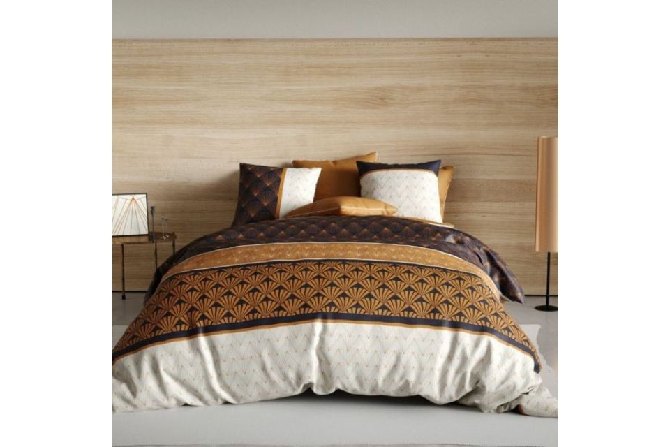 Housse de couette 240x260 cm + 2 taies d'oreiller 63x63 cm Coton Toffee