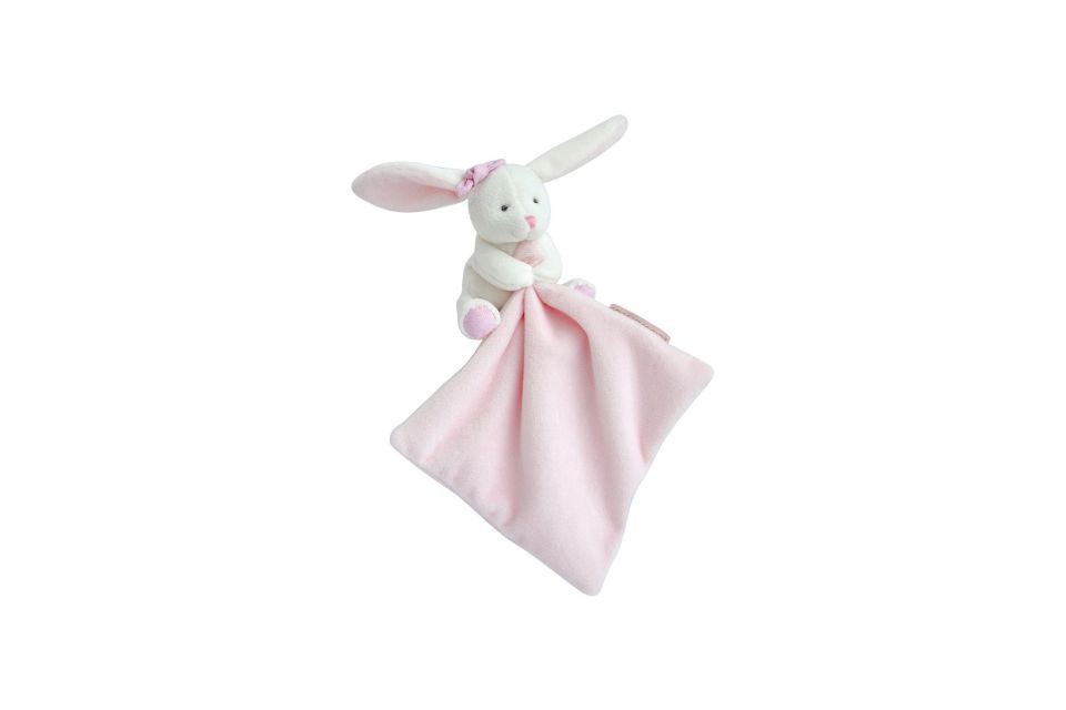 Doudou lapin mouchoir - Rose