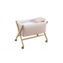 Petit Lit Pieds X Bois Plumeti Rose Naturel 55x87x74 cm