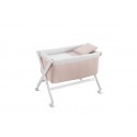 Petit Lit Pieds X Bois Plumeti Rose Blanc 55x87x74 cm