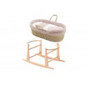 Couffin Matelassé + Support en Bois Naturel - Plumeti Rose