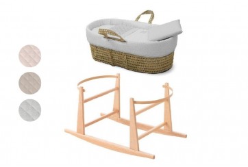 Couffin Matelassé + Support en Bois Naturel Fresco