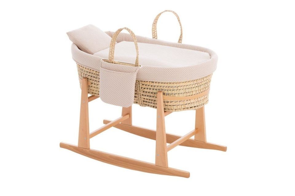 Couffin en osier et Pieds en Bois Topeka Beige - 49x80x61 cm