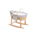 Couffin en Osier et Pieds en Bois Portland Rayure Gris - 49x80x61 cm