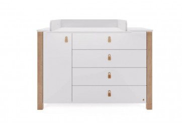 Commode 120 cm avec plan à langer bois blanc