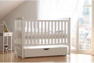 Lit berceau bébé 60x120 cm à bascule bois blanc