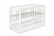 Lit berceau bébé 60x120 avec sommier réglable et tiroir bois blanc