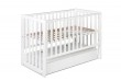 Lit berceau bébé 60x120 avec sommier réglable et tiroir bois blanc