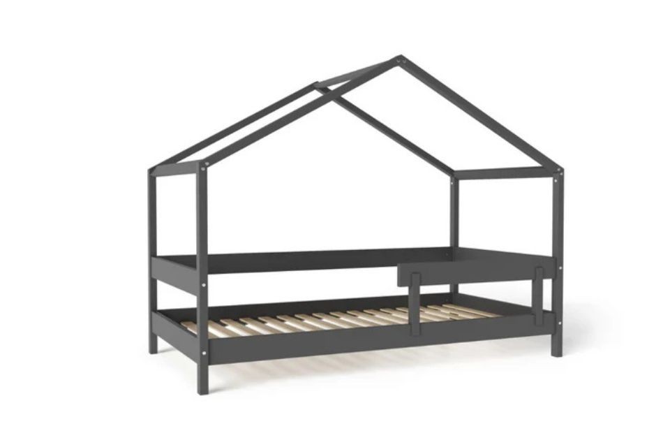 Lit cabane 80x160 cm Bois Anthracite