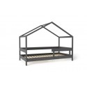 Lit cabane 80x160 cm bois anthracite