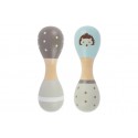 Lot de 2 hochets maracas bébé en bois - Hérisson