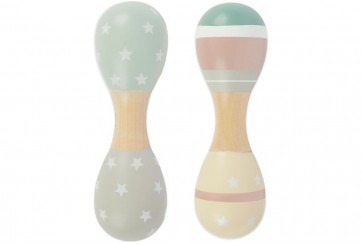 Lot de 2 hochets maracas bébé en bois - Étoile