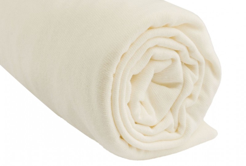 Drap housse uni en coton 160x200 cm JERSEY blanc, par soleil d'ocre