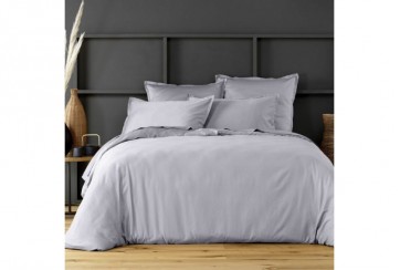 Housse de couette 220x240 Satin de Coton Gris Craie