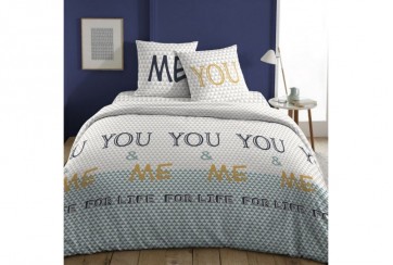 Parure de lit reversible 240x260 Coton You And Me Multico