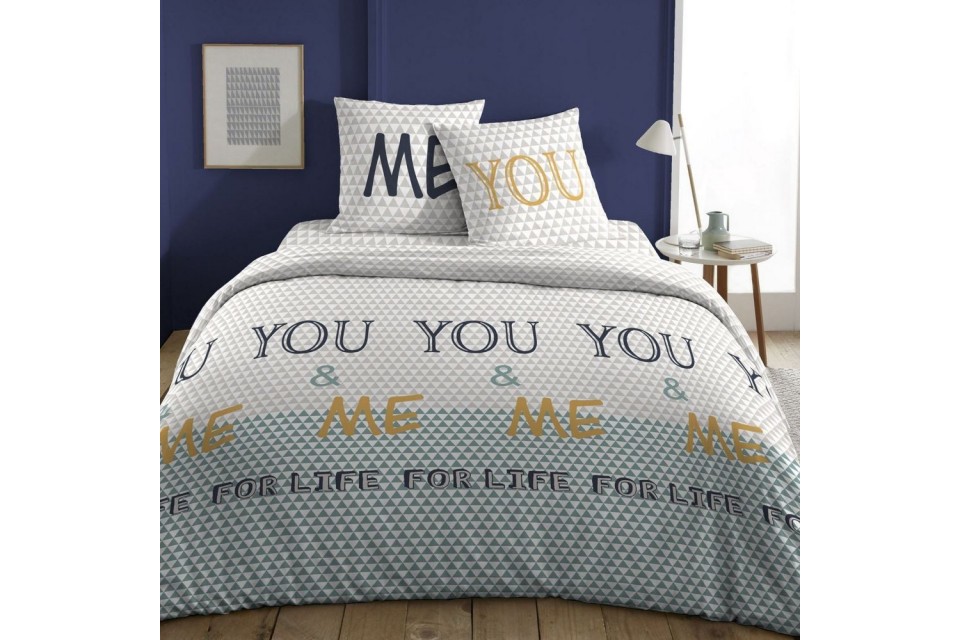 Parure de lit reversible 240x260 Coton You And Me Multico