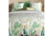 Housse de couette 220x240 cm + 2 taies d'oreiller Ecrus Vert