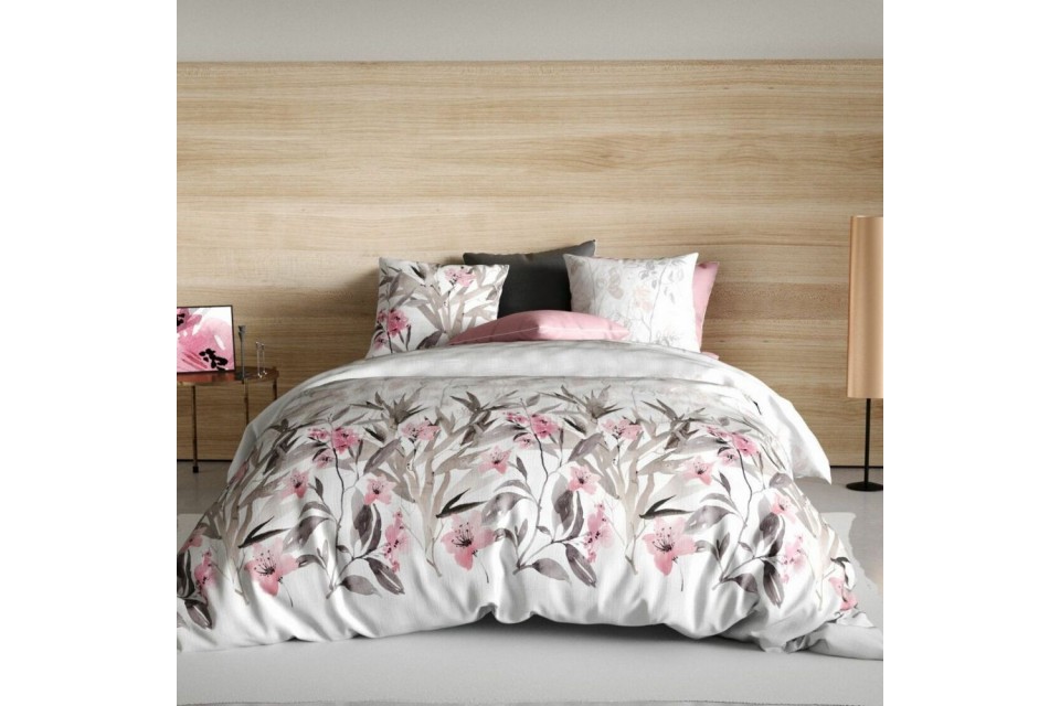 Housse de couette 220x240 cm + 2 taies d'oreiller Lys Rose