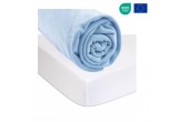 Drap housse 90x190 cm Bambou Ciel + Alèse Éponge Bambou